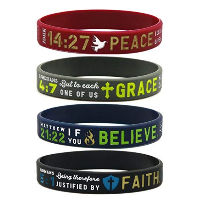Faith Believe Peace Grace Bible Verse Sport Silicone Wristband - SIDNEY DREAMS, L.L.C.