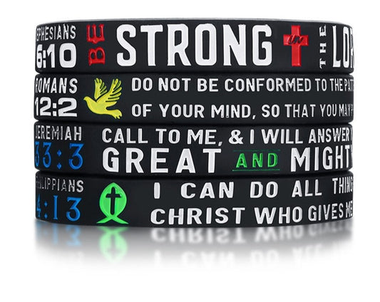 4Pcs/Set Men's Rubber Bracelet With "Power of Faith" Bible Verse Wristbands - SIDNEY DREAMS, L.L.C.